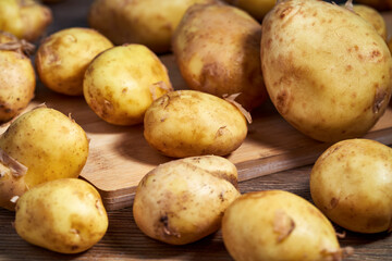 potatoes raw vegetables food in market for pattern texture and background