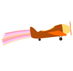 Flying plane with rainbow stripes illustration