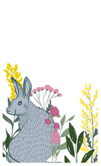 Clipart rabbit in flowers illustration