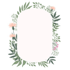 Spring wreath with flowers and leaves badge