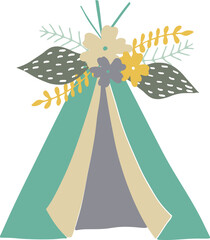 Hand drawn tribal illustration s with flowers © ASTUDIO