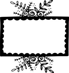 Black square floral frames black illustration