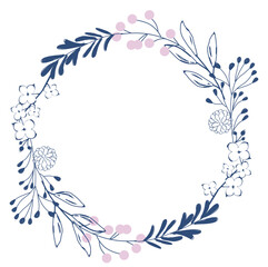 Winter wreath with flowers and leaves frame