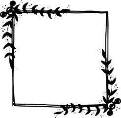 Black square floral frames black illustration
