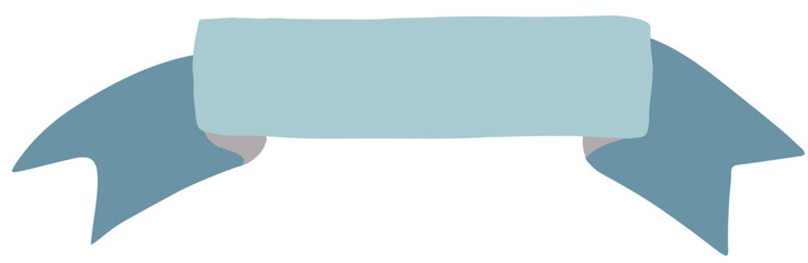 Blue ribbons with flowers element hand drawn