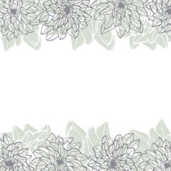Square green floral frame I love you