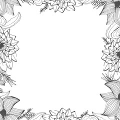 No rain no flowers black floral frame