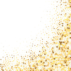 Star Sequin Confetti Frame. Gold Glitter. Falling Particles on Floor. Isolated Flat Birthday Card. Golden Stars Banner. Christmas Party Frame. Voucher Gift Card Template. - 510114298