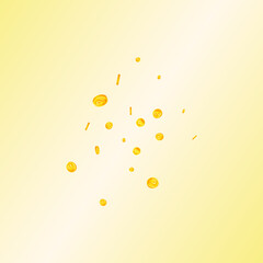 Russian ruble coins falling. Alluring scattered RUB coins. Russia money. Bold jackpot, wealth or success concept. Vector illustration.