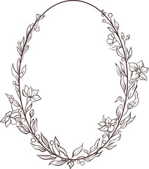 Hand drawn floral geometric frame