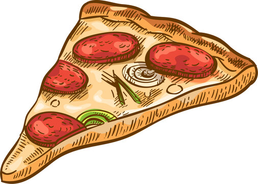Hand drawn pizza piece