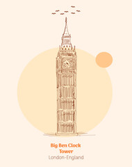Fototapeta na wymiar Big Ben Clock Tower london england hand drawing vector illustration