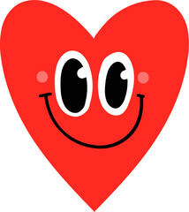 Cartoon red heart with smiling face