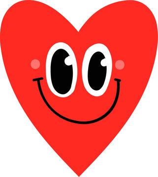 Naklejka Cartoon red heart with smiling face