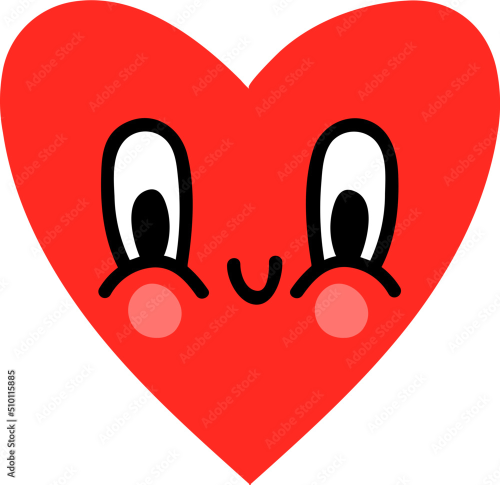 Wall mural cartoon red heart character with funny face