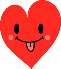 Cartoon red heart character with funny face