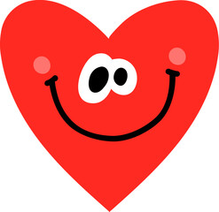 Cartoon red heart character with funny face