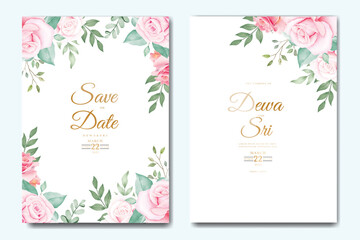 Beautiful hand drawing wedding invitation floral design 