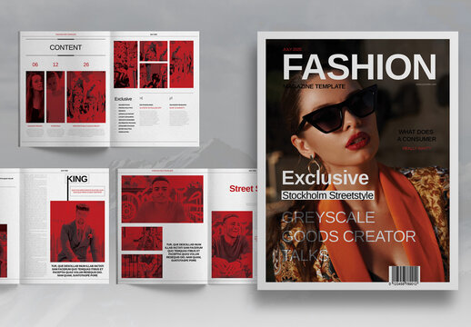 Red Fashion Magazine Layout