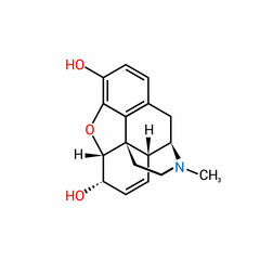 Fototapeta premium chemical structure of Morphine (C17H19NO3)