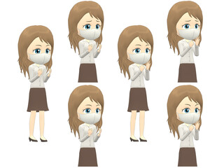 [Surprise A] Caucasian Woman shirts wavy hair oblique angle