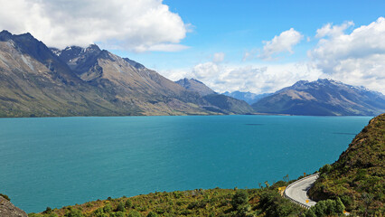 Fototapeta na wymiar Scenic road on Lake Wakatipu - New Zealand