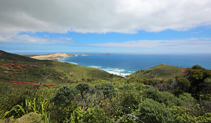 Fototapeta na wymiar View at Te Werahi Beach and Cape Maria Van Diemen - New Zealand