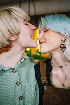 Lesbian couple fooling around together 