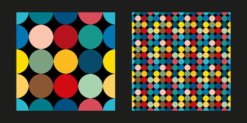 Colorful dotted tiles. Vector art design. Seamless pattern 