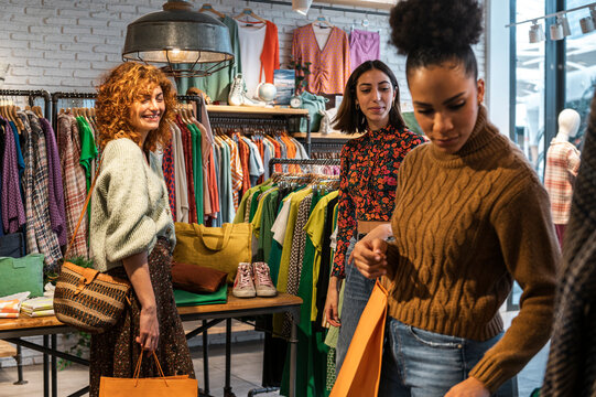 Shopaholic diverse women shopping