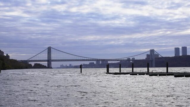 George Washington Bridge in crossing from Manhattan to New Jersey. Hudson River.