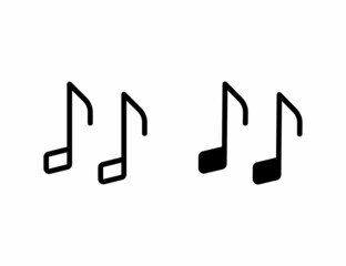 music notes icon. outline icon and solid icon