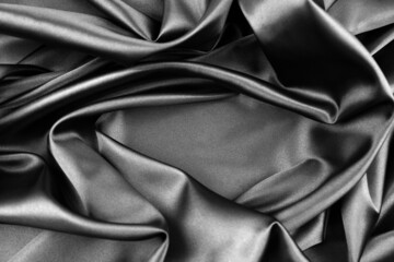 Obraz premium Closeup of rippled black silk fabric