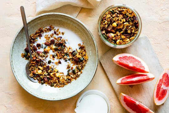 Fruit breakfast with granola cereal