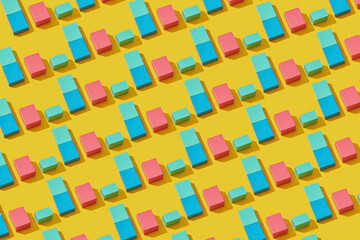 Seamless pattern of multicolored wooden cubes