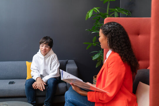 Educational Counselor and adolescent during therapy