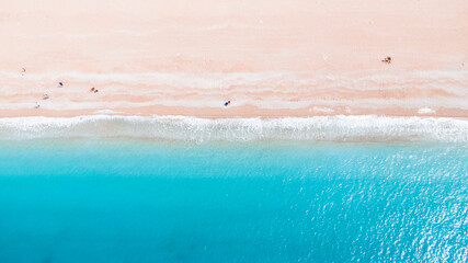 Aerial view of azure water by the beach