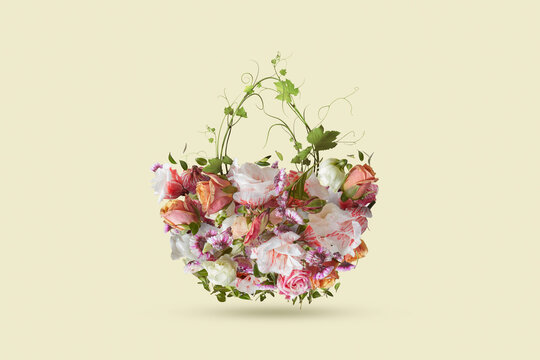 Fresh flowers arranged in shape of protective helmet