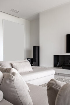 Interior of modern house with white walls
