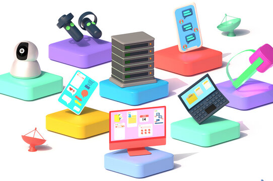 Internet connected devices - technology and cloud services concept