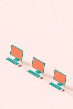 a line of PC's. with copy space