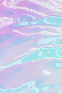 3D Iridescent Background With Pastel Pink And Blue Colors