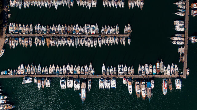 seaport in turkey, drone aerial view