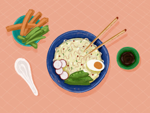 Traditional ramen served in bowl