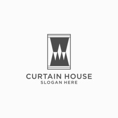 Curtain house logo icon design vector 