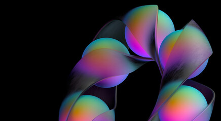 Transparent rubber band with rainbow spheres.