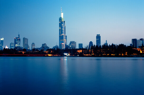 skyline of Nanjing at night
