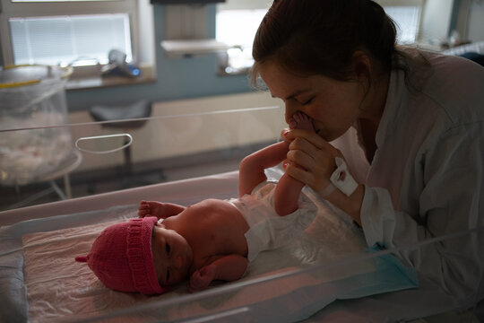 Newborn Girl in an Incubator