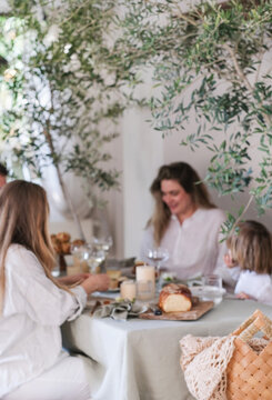 Family having Easter dinner