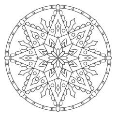 Star mandala coloring page. Printable mandala with decorated star symbol. coloring book for adults